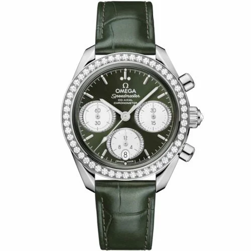 Omega Speedmaster Date 38 Stainless Steel - Diamond / Green / Bracelet 324.18.38.50.60.001 (32418385060001)